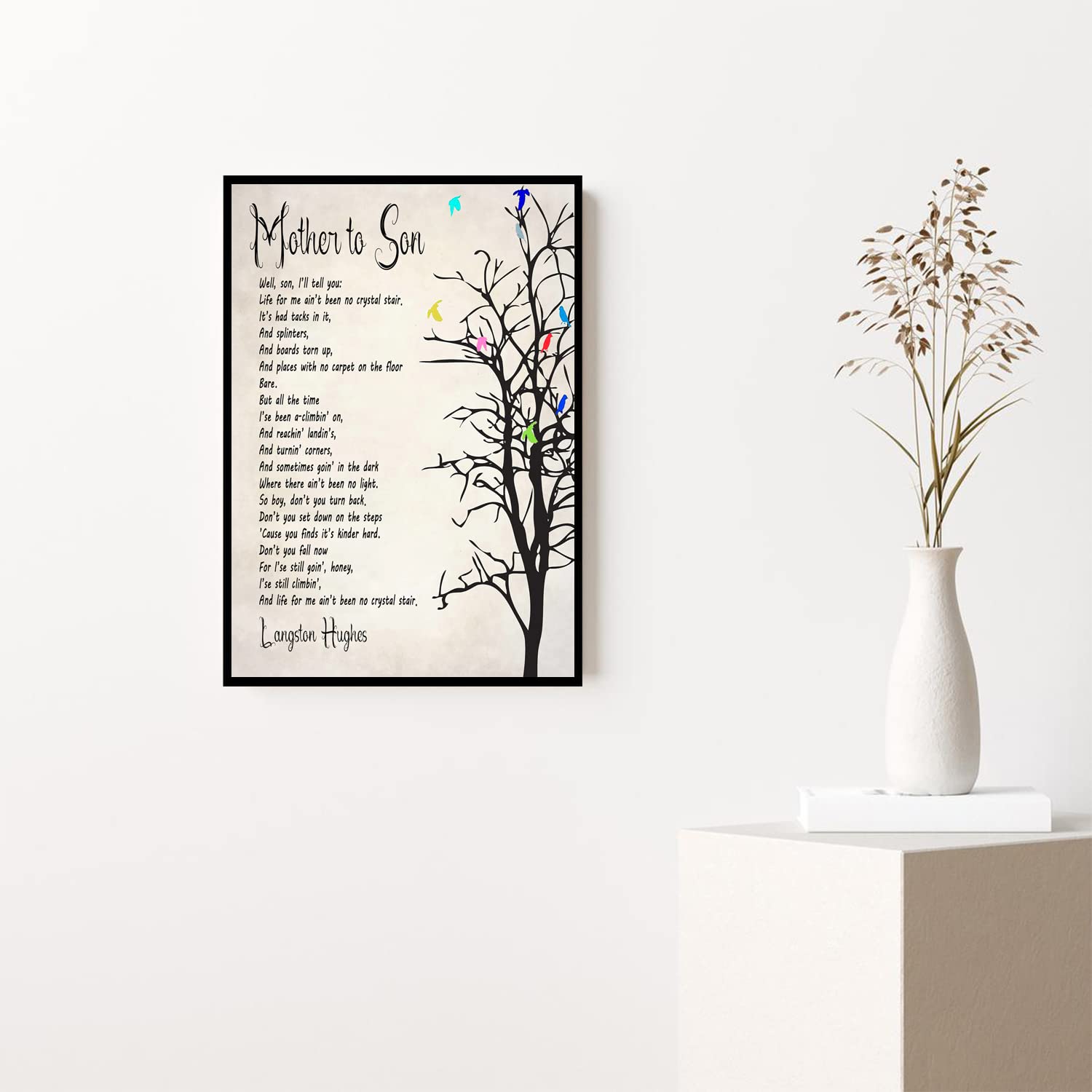 Langston Hughes Mother to Son Poem Wall Art - Framed Canvas Poster 8