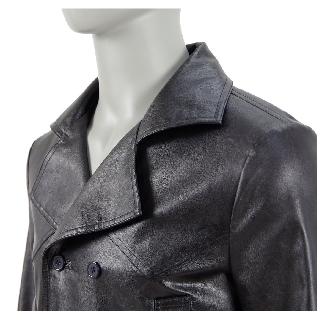 Magical Dr. 9th Costume - Faux Leather Black Jacket for Men's Halloween Cosplay & TV Series Character Outfit - Perfect for Halloween Parties, Comic Conventions, and Themed Events