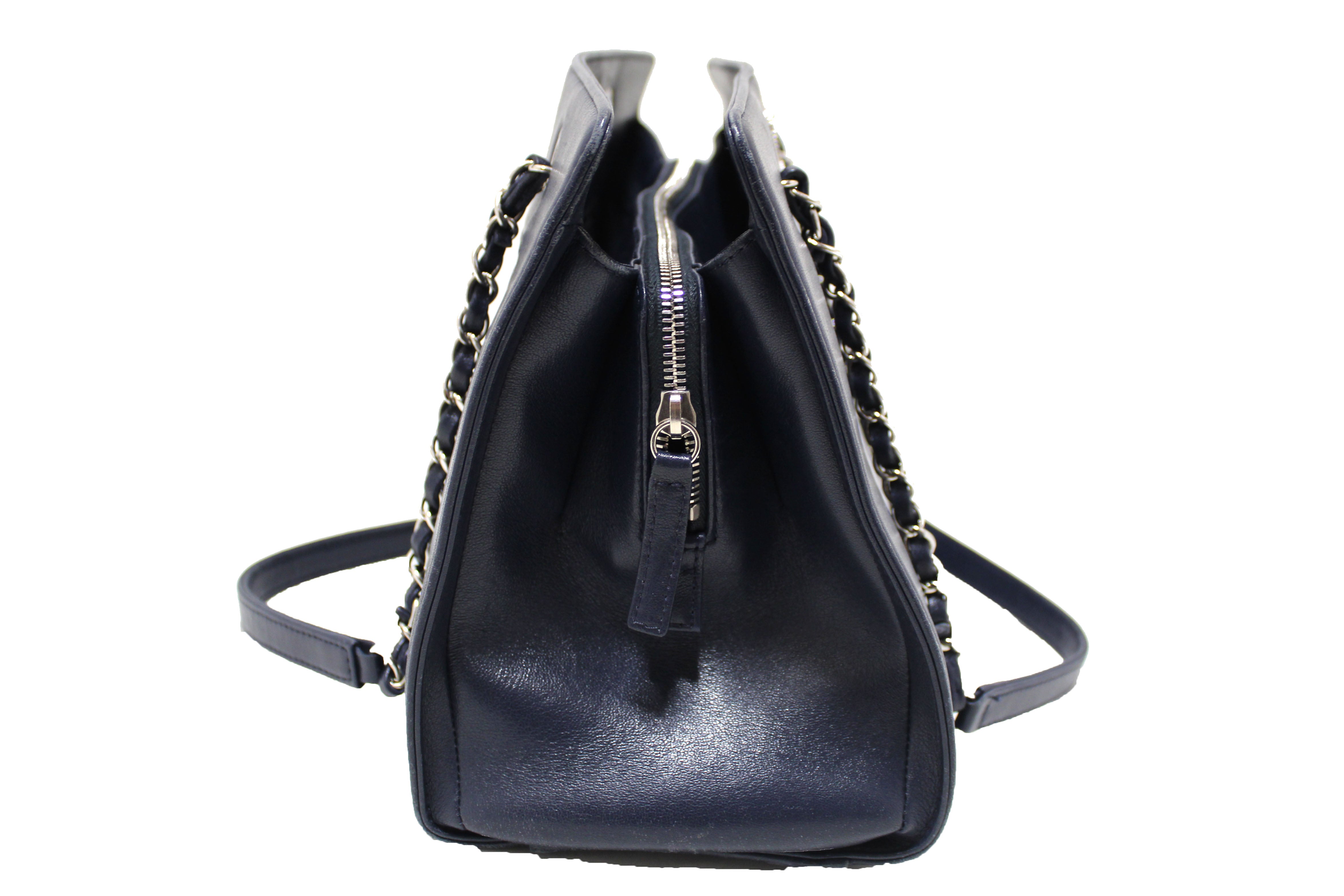 Authentic Chanel Quilted Blue Lambskin Leather Shoulder Tote Bag - Luxury Handbag for Women, Perfect for Work, Travel & Everyday Use