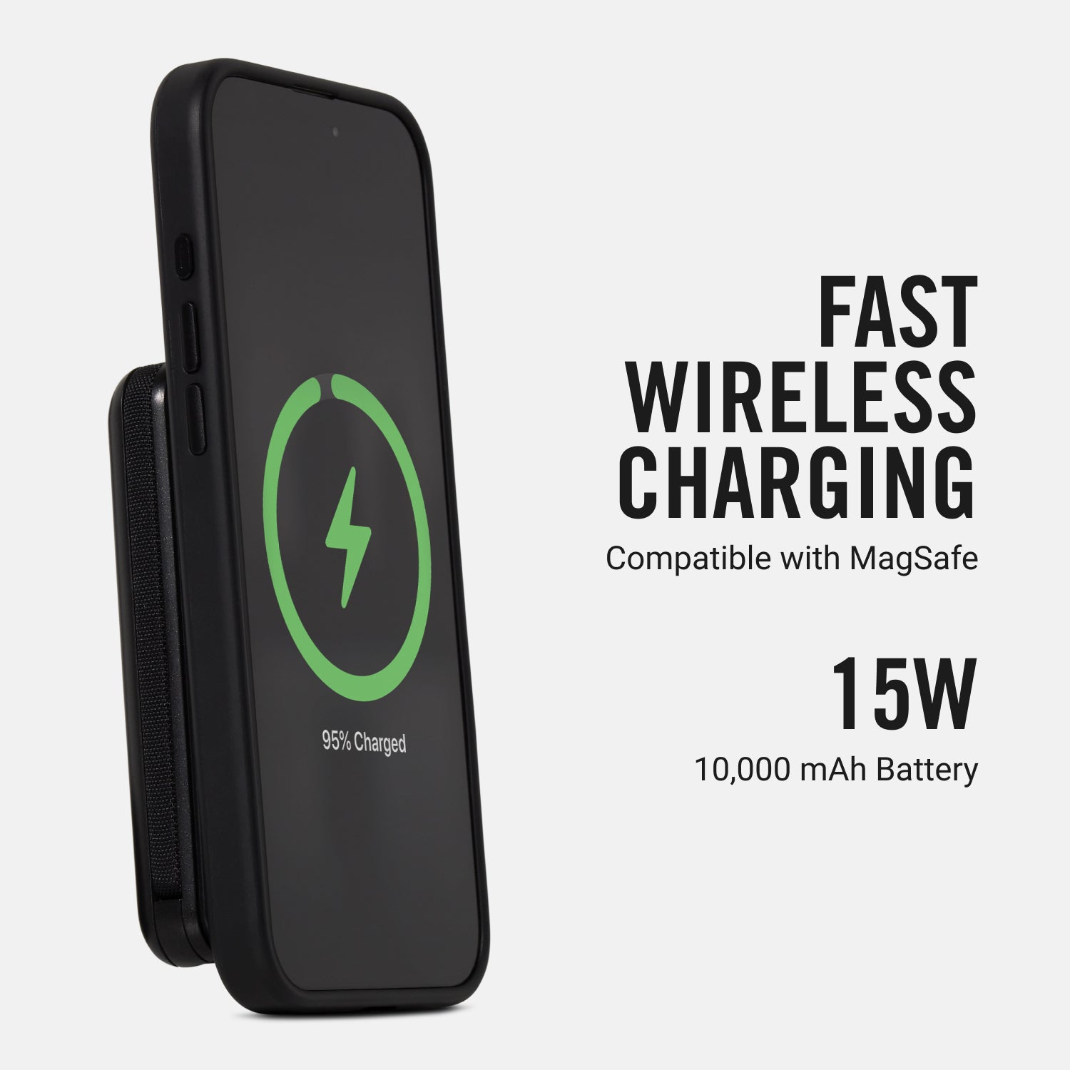 Portable Magnetic Power Bank 10000mAh - Matte Black Wireless Charger for iPhone, Android - Perfect for Travel, Office & Outdoor Use