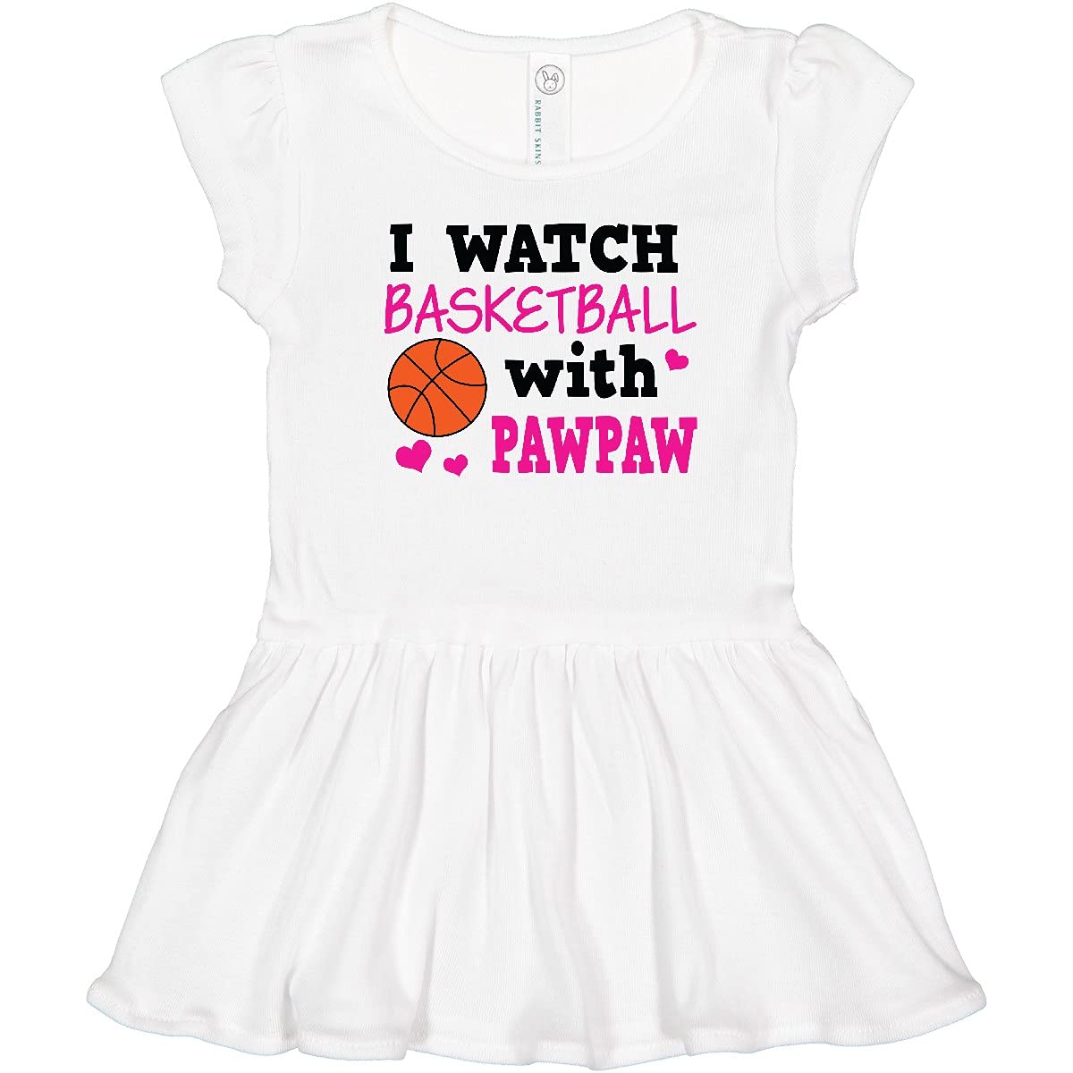 Inktastic I Watch Basketball with Pawpaw Toddler Dress - Cute Baby Girl Outfit for Game Day, Family Events & Photo Shoots
