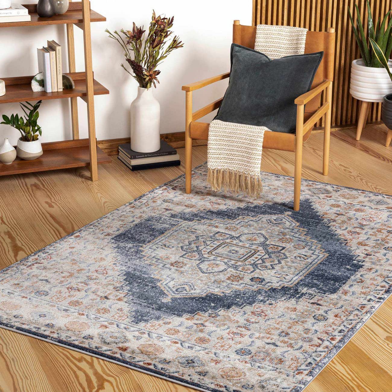 Mark&Day 8x10 Round Lake Beach Traditional Denim Area Rug - Blue & Grey Handwoven Carpet for Living Room, Bedroom, Kitchen | Soft & Durable Floor Covering for Home Decor (7'10