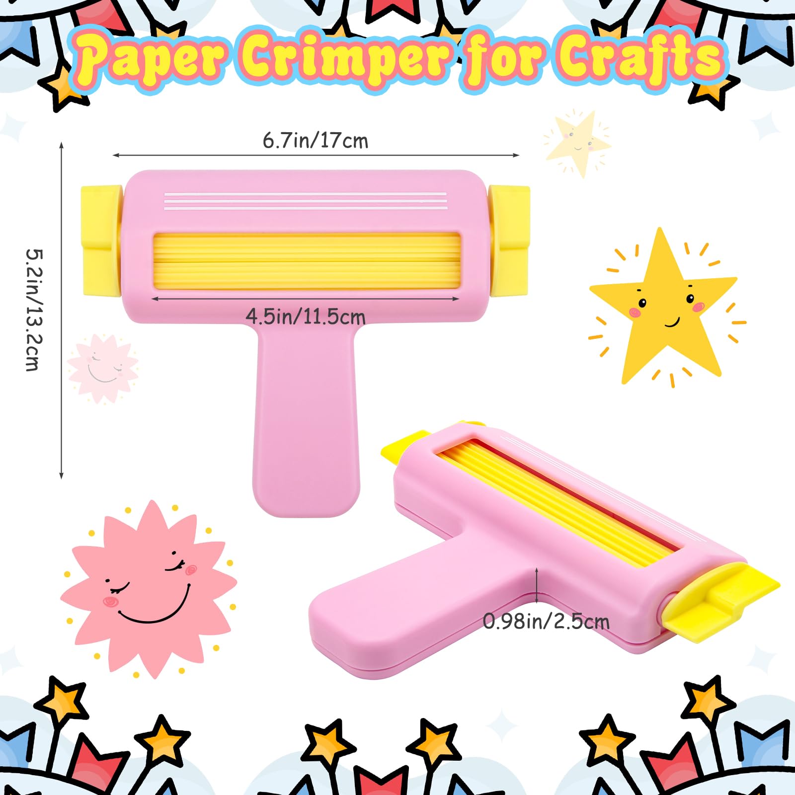 Pletpet Pink Paper Crimper Tool for DIY Crafts - Wave Shape Maker for Card Stock, Scrapbooking & Decoration - Perfect for Handmade Greeting Cards, Gift Wrapping & School Projects