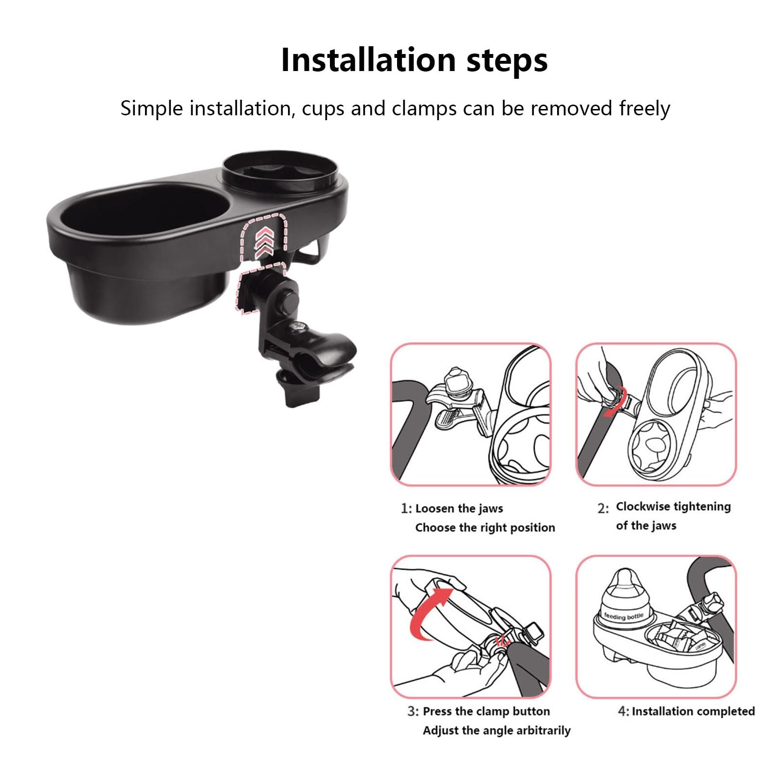 2-in-1 Universal Stroller Snack Tray with Dual Cup Holder - Removable Clip-On Snack Collector & Drink Holder for Baby Strollers | Perfect for Snack Time, Park Outings & Travel Accessories