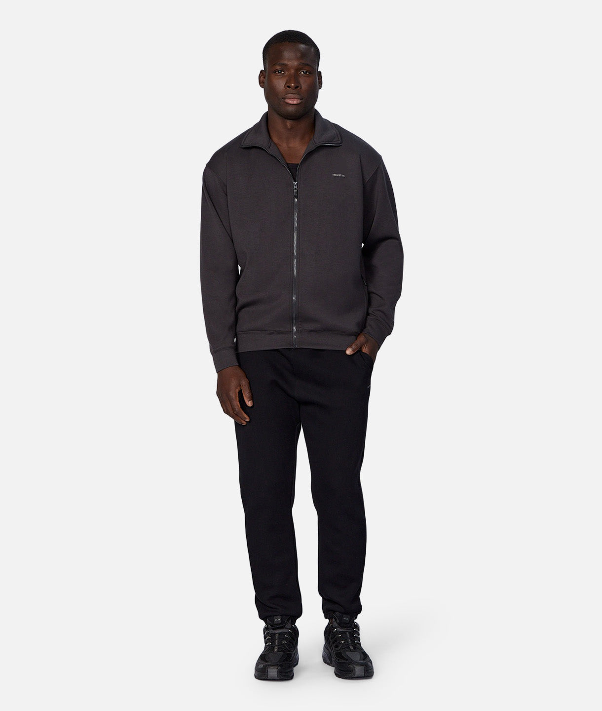 Zip Thru Track Top in Obsidian - Lightweight Running Jacket for Men & Women - Perfect for Jogging, Gym Workouts & Outdoor Activities