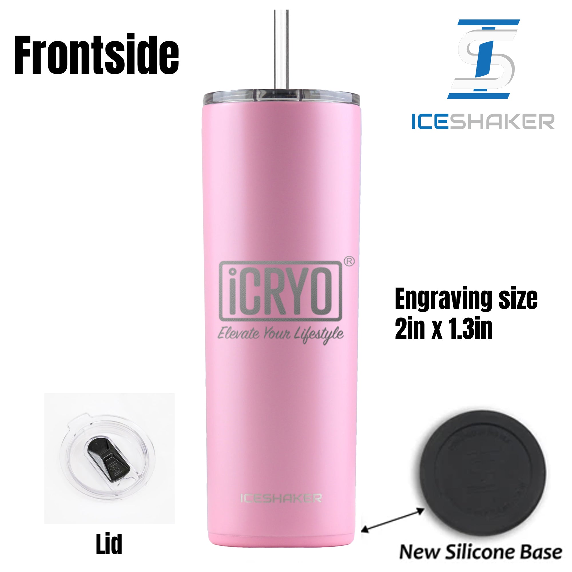 iCRYO Custom 20oz Skinny Tumbler with Straw & Lid - Insulated Stainless Steel Water Bottle for Hot & Cold Drinks - Perfect for Gym, Office, Travel & Outdoor Activities