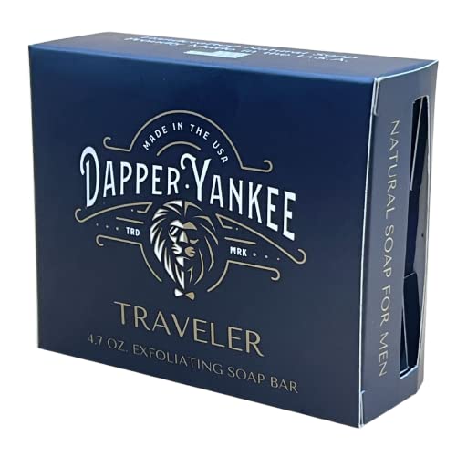 Dapper Yankee Traveler Natural Bar Soap for Men - Medium Grit Exfoliating & Moisturizing Soap with Organic Ingredients | Perfect for Travel, Gym & Daily Skincare Routine