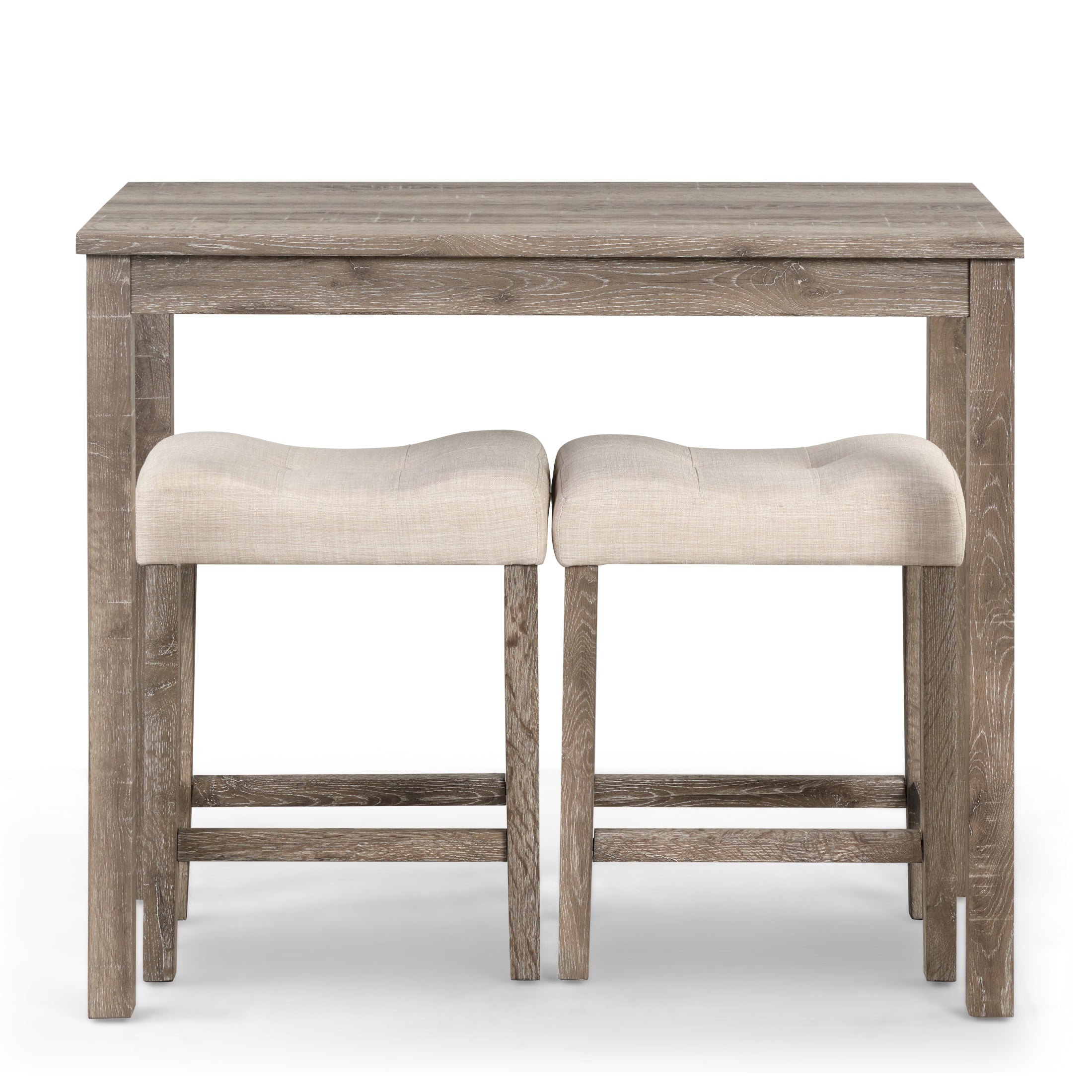 Roundhill Furniture Sora Wood 3-Piece Counter Height Dining Set in Taupe - Perfect for Small Spaces, Breakfast Nooks & Modern Kitchens