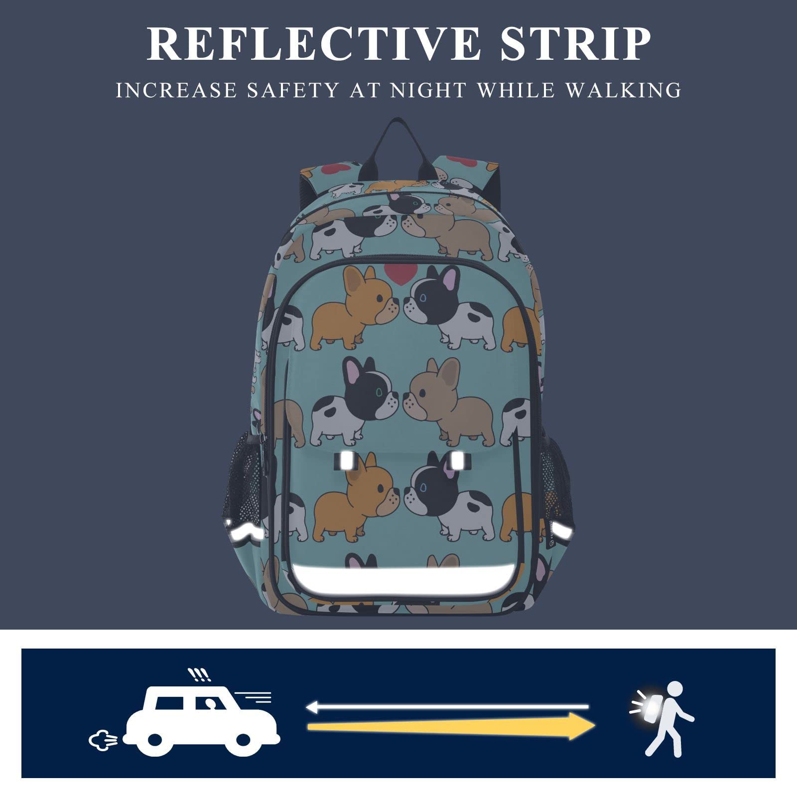 ALAZA Cute French Bulldog Print Laptop Backpack for Women & Men - Travel Bag with Multiple Compartments & Pockets - Perfect for School, Work & Daily Commute