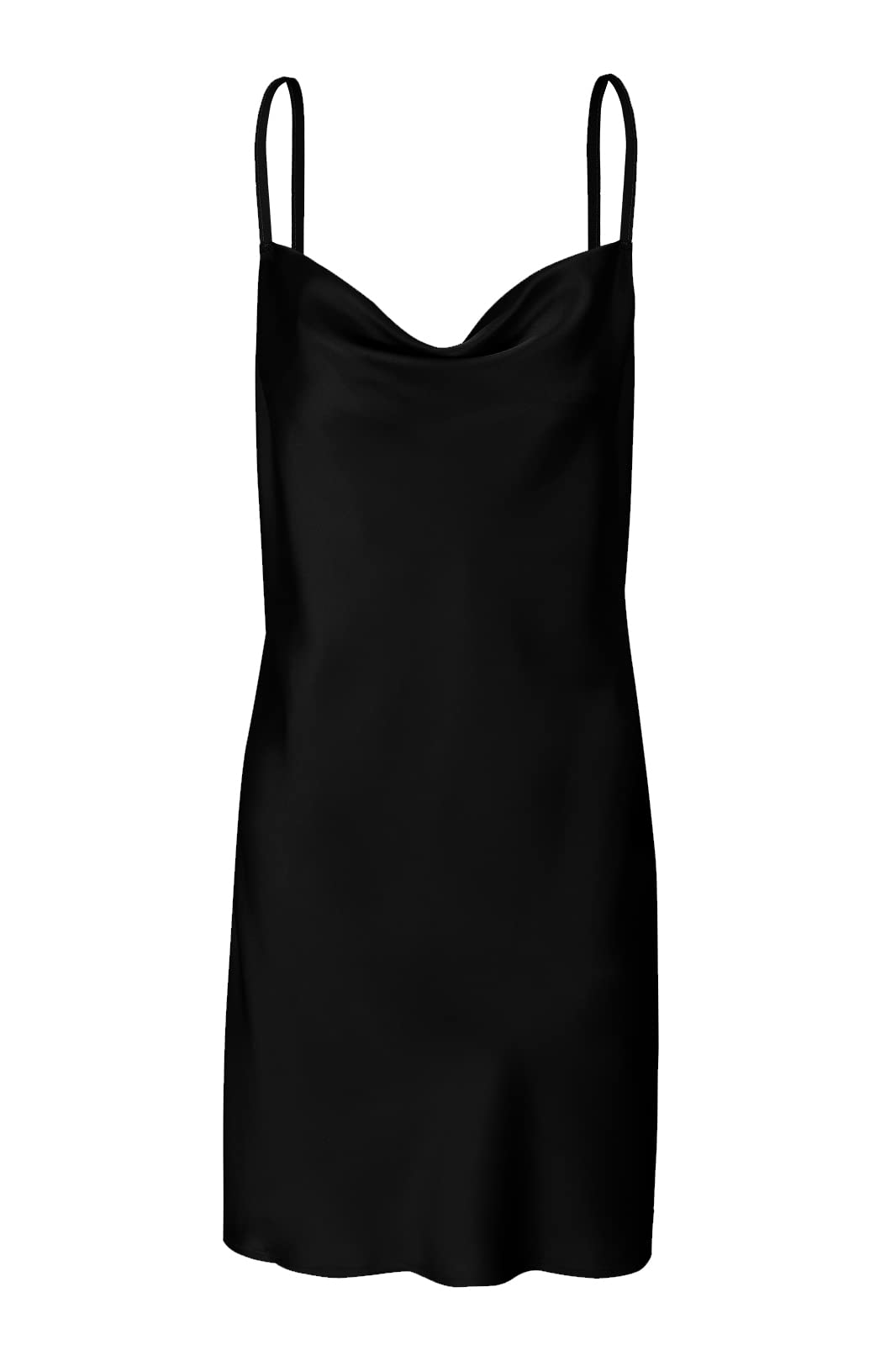 Elegant Women's Satin Cowl Neck Slip Dress with Spaghetti Straps - Perfect for Cocktail Parties, Beach Vacations & Evening Events