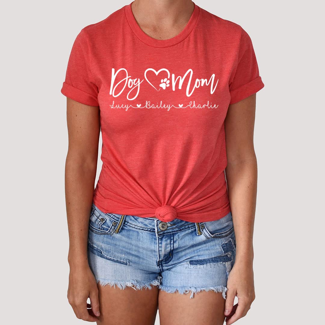 Personalized Dog Mom T-Shirt - Custom Name Funny Dog Lover Shirt for Women - Cute Gift Idea for Pet Owners - Perfect for Birthdays, Mother's Day & Dog Walks