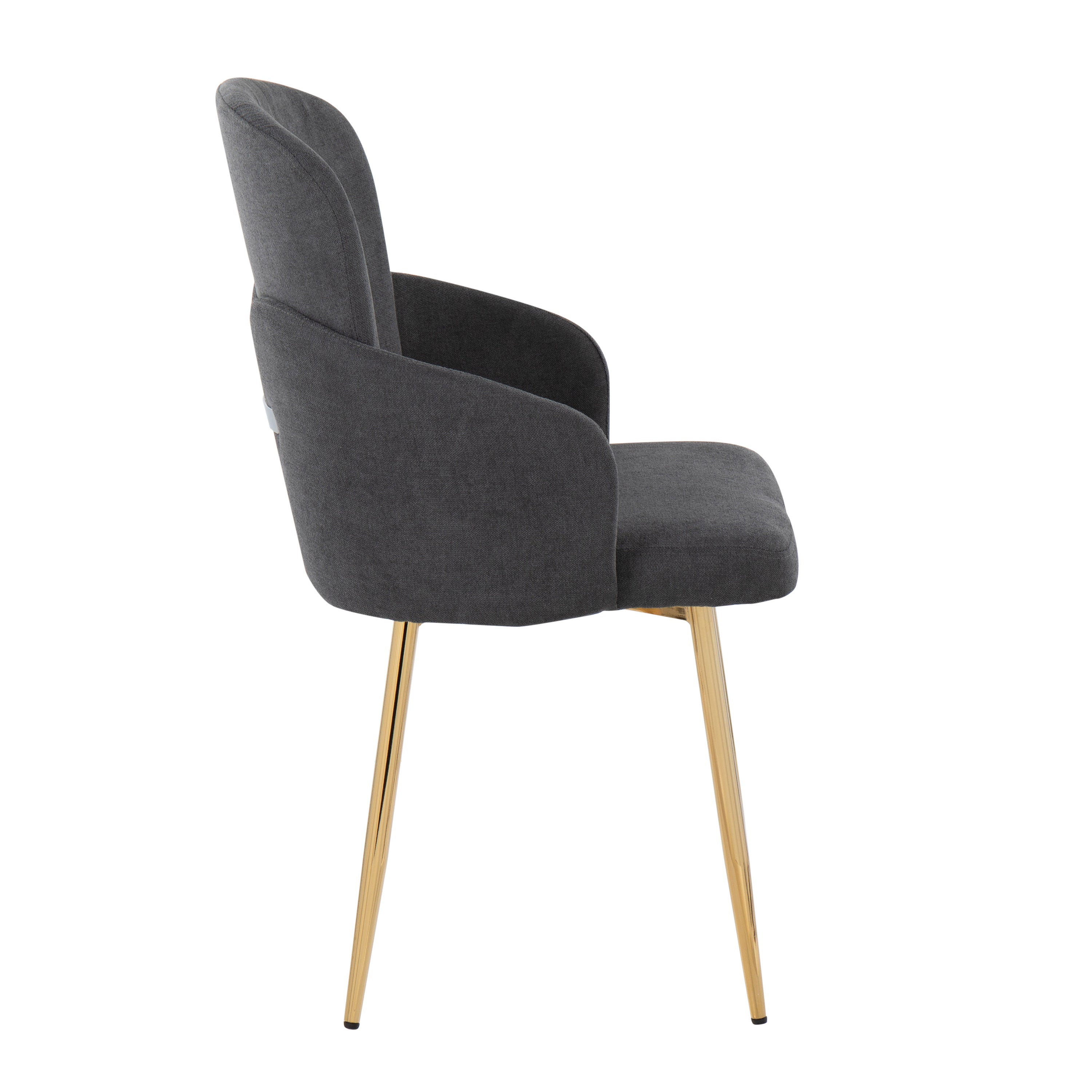 LumiSource Modern Dahlia Dining Chairs - Set of 2 Gold Metal Grey Fabric Chrome Accent - Elegant Contemporary Seating for Dining Room, Kitchen, or Office