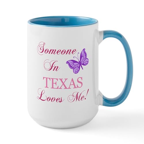 White/Blue Inside - Texas State (Butterfly) Large Mug