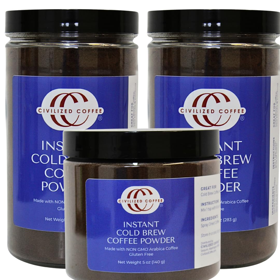 Premium Instant Cold Brew Coffee Bundle - 2 Pack (10oz) + 1 Pack (5oz) | Fast & Easy Brewing | Perfect for Iced Coffee, Office, Travel & Home Use