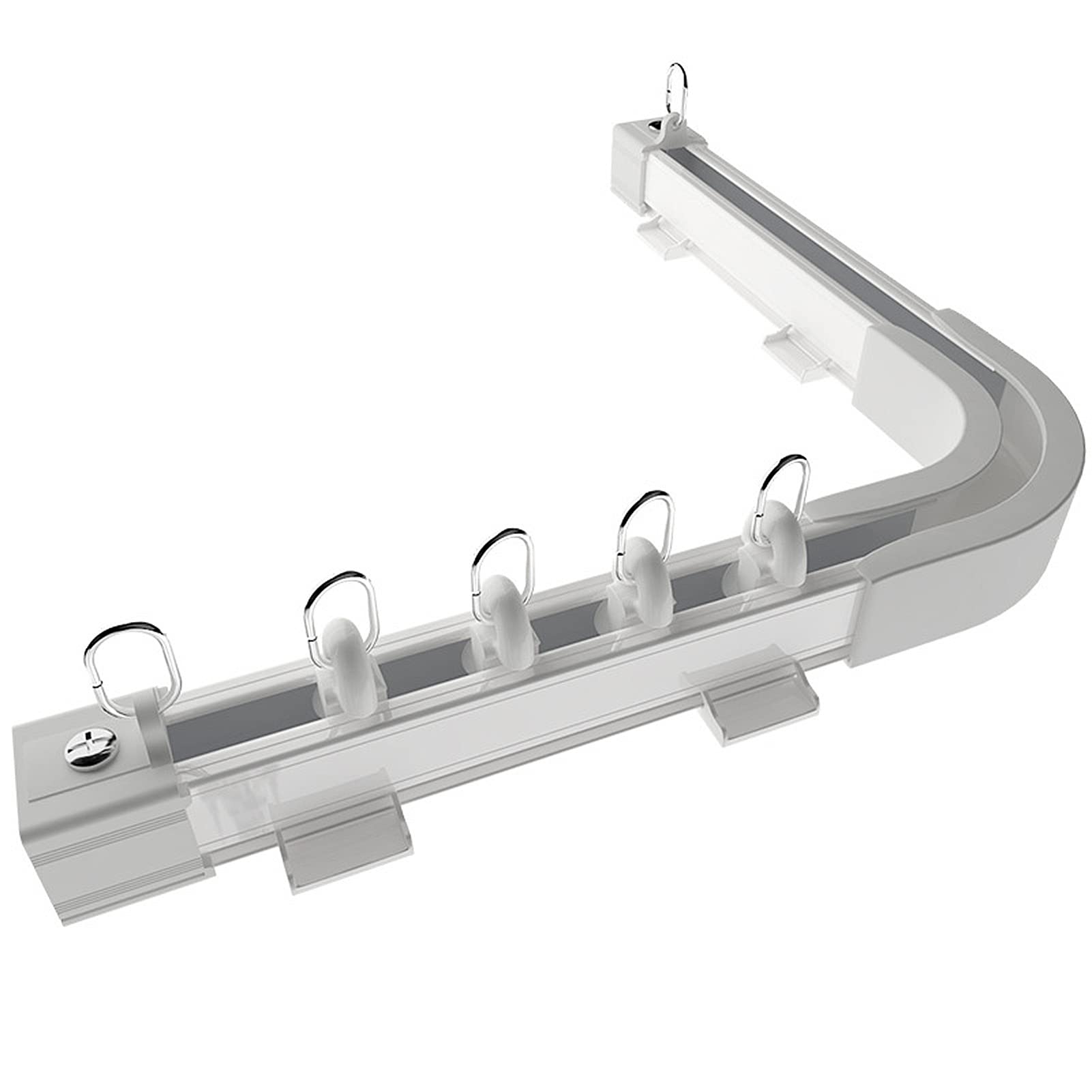 Xanperex Punch Free L-Shaped Shower Curtain Rod - White 130+130CM Curved Bathroom Shower Track Set for Space Saving & Modern Decor | Perfect for Small Bathrooms, Corner Showers & Spa-Style Baths