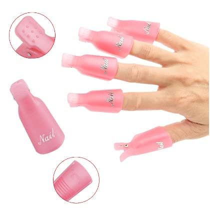 AISHU 10PCS Nail Polish Remover Clips - Acrylic Nail Art Soak Off Caps for Gel Polish Removal on Toenails & Fingernails - Perfect for At-Home Manicures & Salon Use
