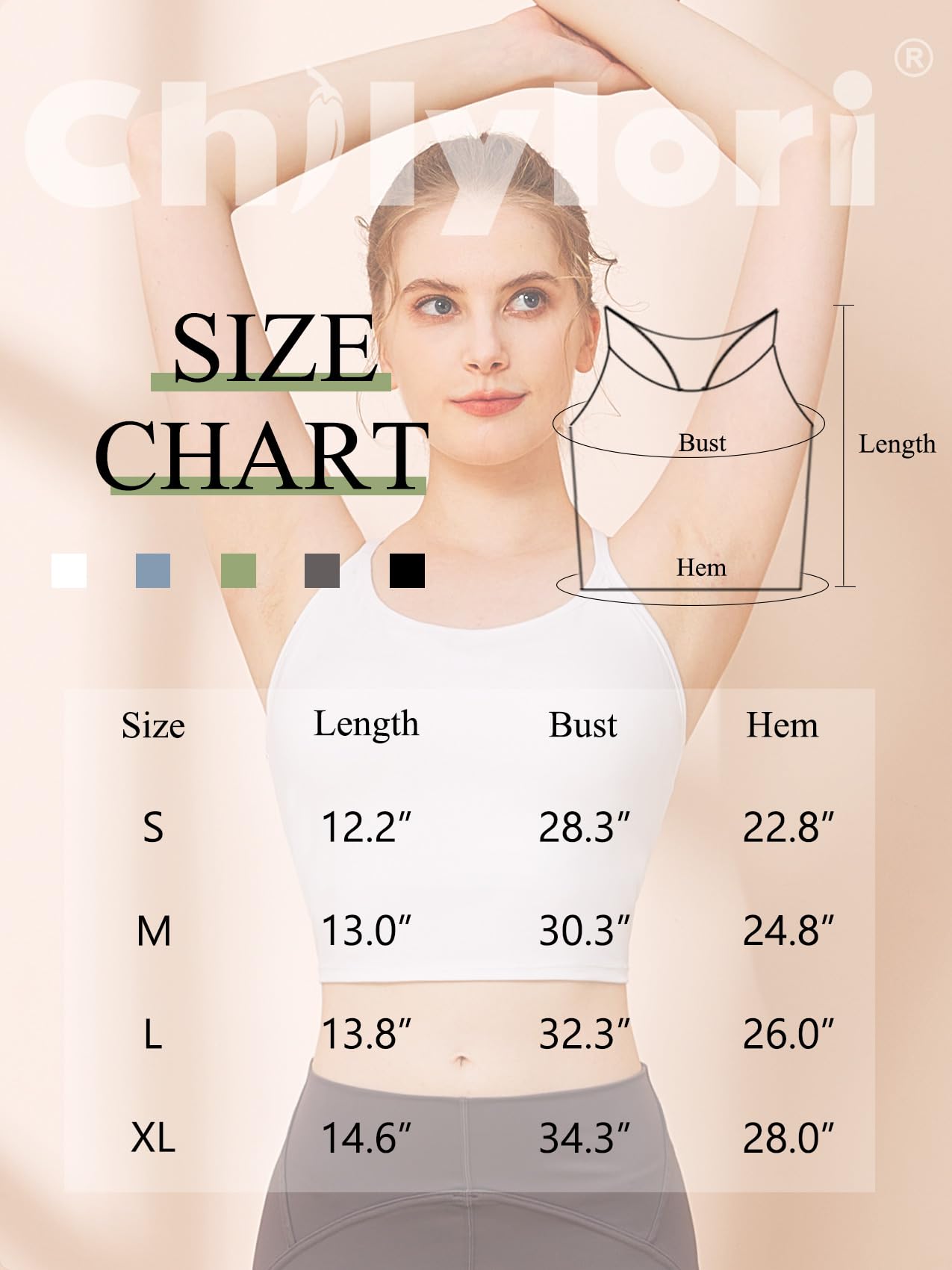 Chilylori Women's Racerback Sports Bra - Molded Cup Workout Top with Sewn-in Pads | Spaghetti Strap Crop Tank for Yoga, Running & Gym | Breathable Support for High-Impact Activities