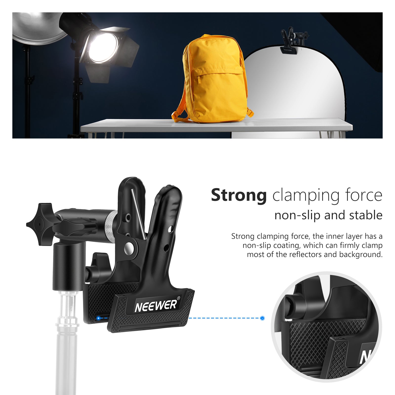 NEEWER Heavy Duty Metal Clamp Holder for Photography Reflectors - Secure Mounting for Studio Lights, Backdrops & Equipment - Perfect for Professional Photographers & Videographers