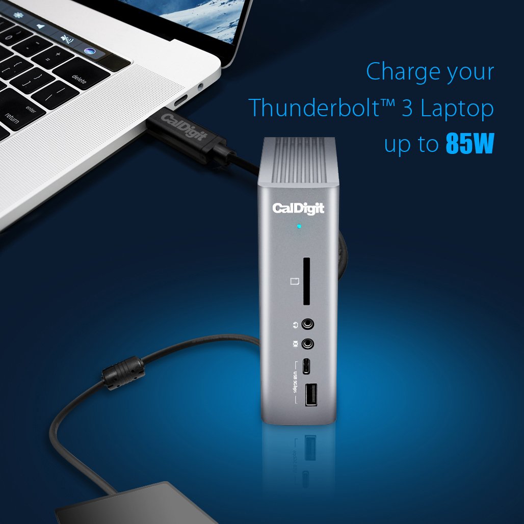 CalDigit TS3 Plus Thunderbolt 3 Dock - 87W Charging Station with 7 USB 3.1 Ports, USB-C Gen 2, DisplayPort, UHS-II SD Card Reader & Gigabit Ethernet - Compatible with Mac, PC & Thunderbolt 4 (0.8m Cable Included) - Perfect for Home Office, Gaming & Video Editing Setup