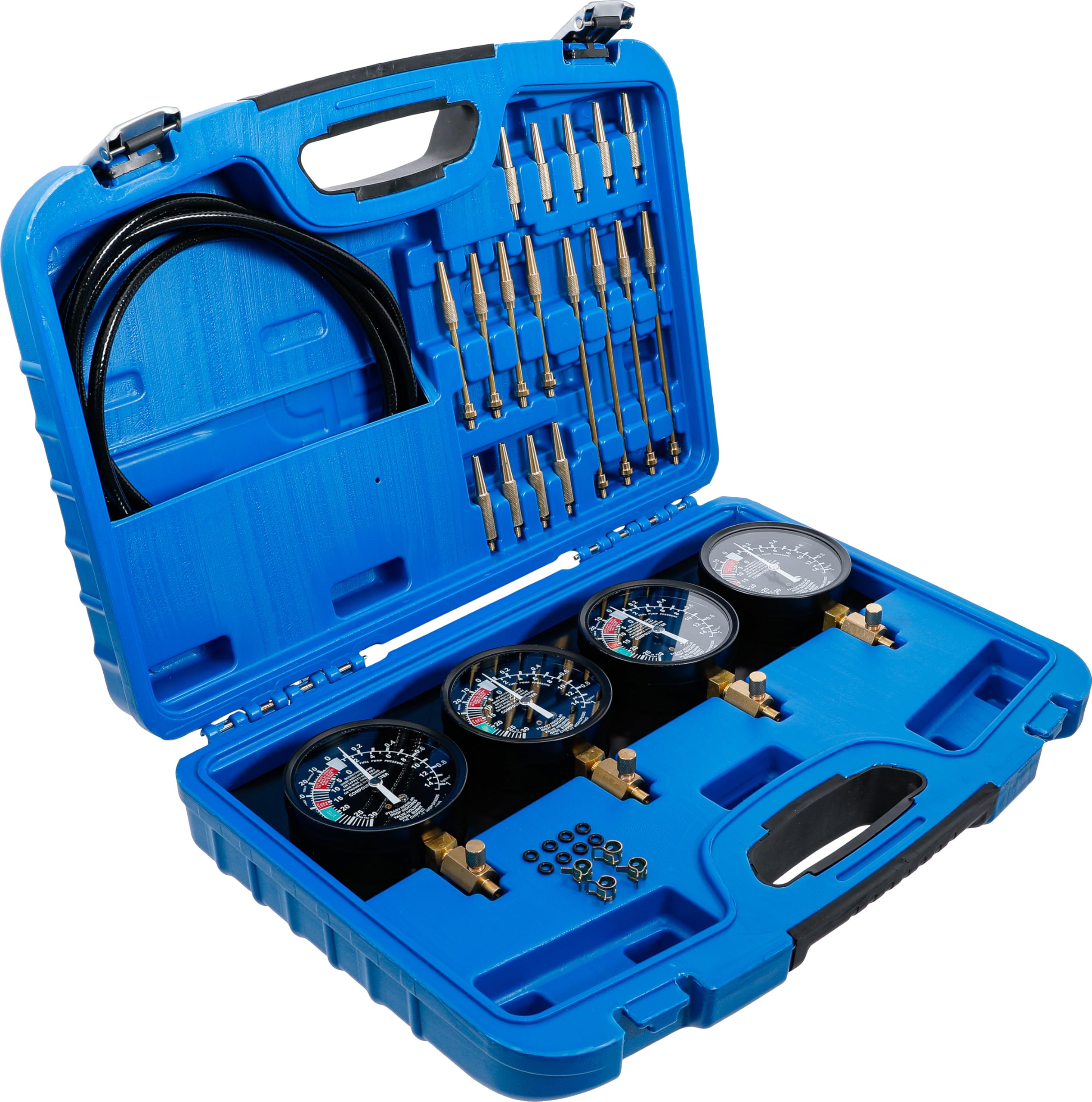BGS Technic PRO+ 25-Piece Carburetor Tester Kit (0-14 PSI) - Professional Fuel System Diagnostic Tool for Motorcycle, ATV, Small Engine Repair & Maintenance