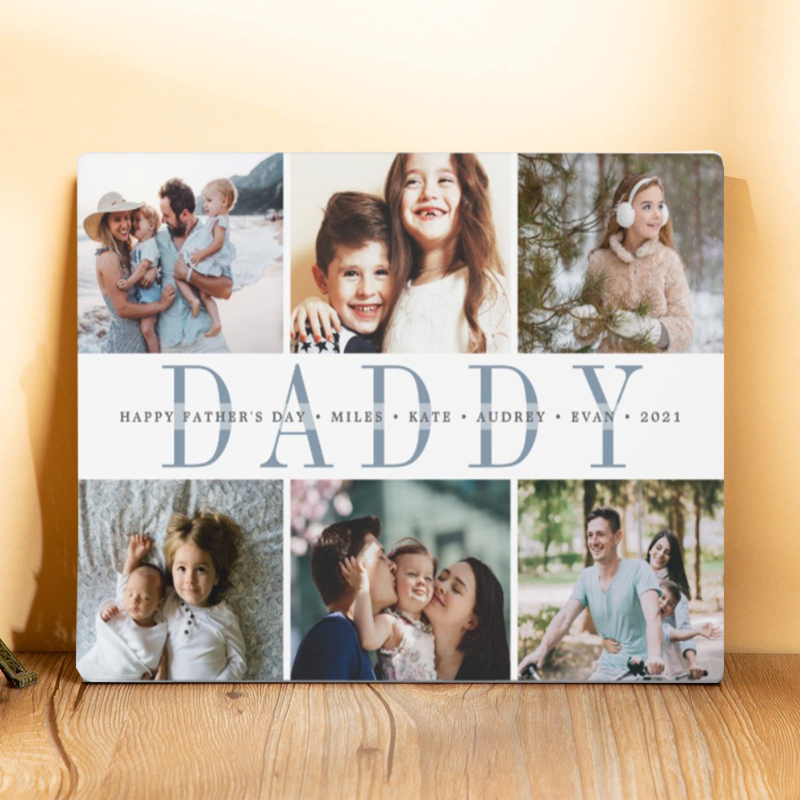 Personalized Wooden Picture Frame for Dad - Custom Father's Day Gift, 8x10 Inch Planked Photo Plaque - Perfect for Desktop Decoration, Anniversary Keepsake & Home Office Gifts for Men