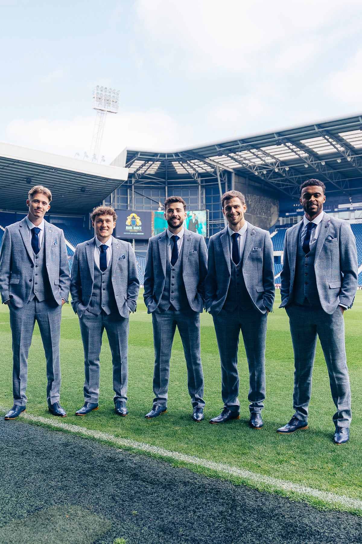 Official West Bromwich Albion F.C. Club Suit | KRIS Sky Blue Tweed Suit for Men - Perfect for Match Days, Weddings & Formal Events