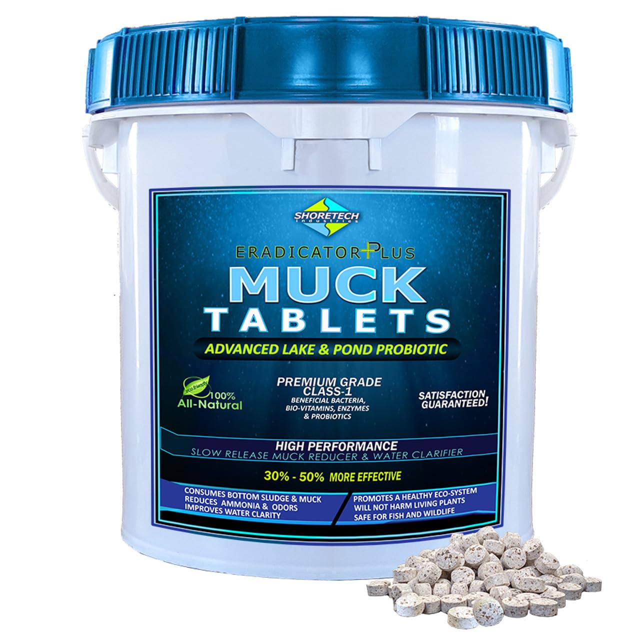 **Lake Muck Reducer Tablets - Advanced Probiotic Water Clarifier for Ponds & Lakes | Clears Muck & Sludge | Improves Water Clarity | 20 lb Pail | Perfect for Beachfronts, Docks & Swimming Areas**