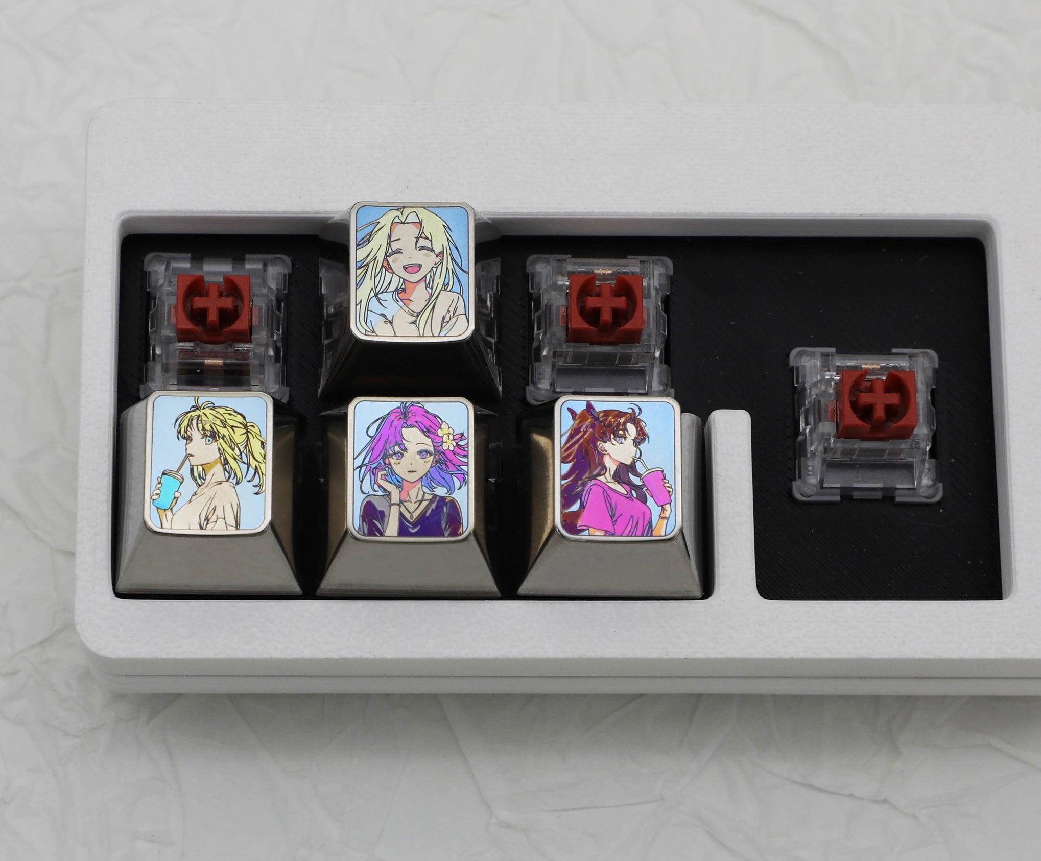 Fate Series Directional Keycaps - Titanium Alloy Color Engraved Custom Mechanical Keyboard Keys for Gaming & Typing