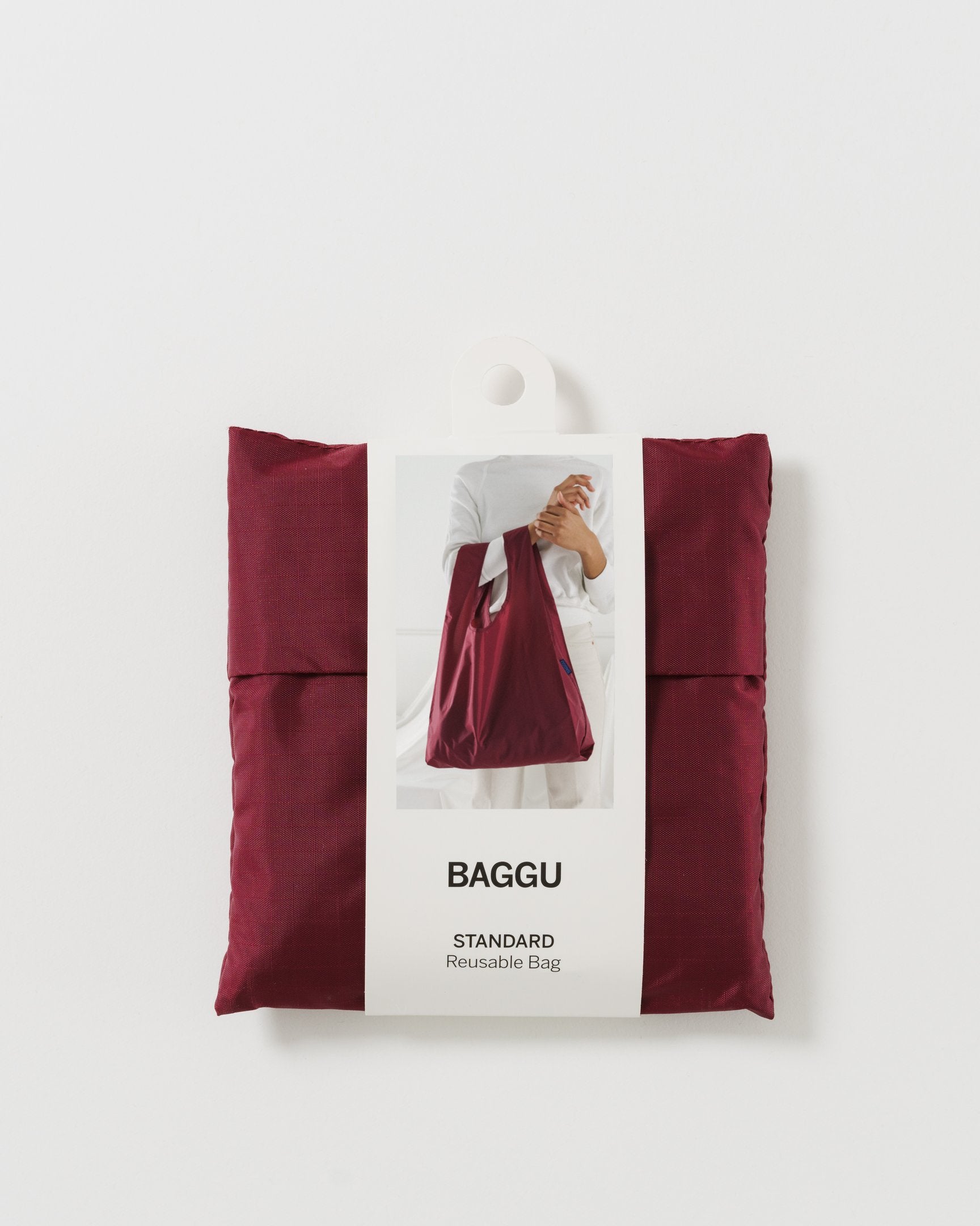 Baggu Standard Reusable Shopping Bag - Cranberry Red | Eco-Friendly Foldable Grocery Tote for Groceries, Beach, Travel & Daily Use