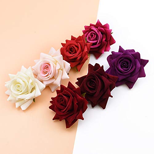 10PCS Silk Red Roses Artificial Flowers for Wedding Bouquet, Home Decor, DIY Scrapbooking, Bridal Accessories - Rose Red Color - Perfect for Centerpieces, Gift Boxes, and Party Decorations