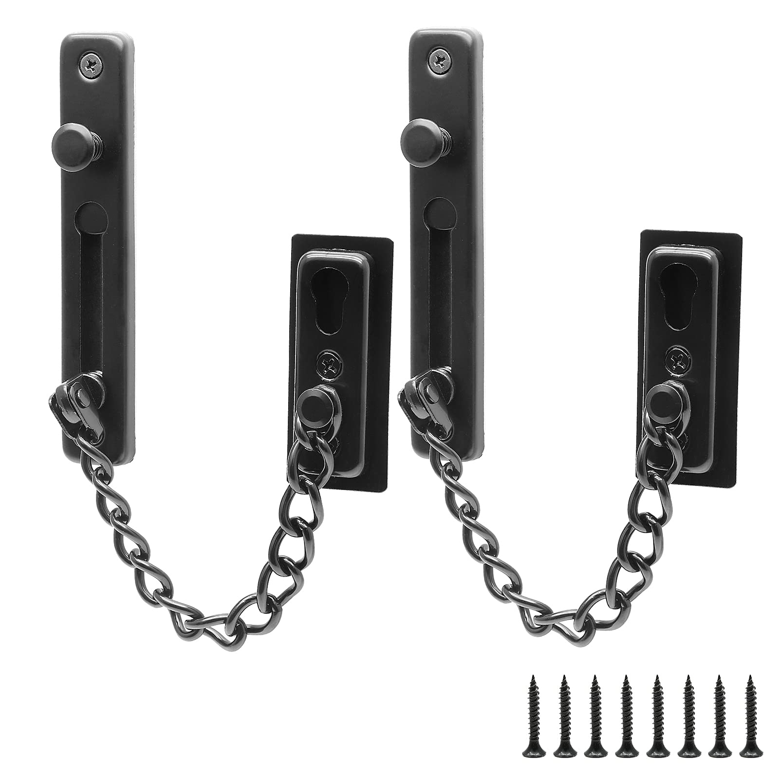 2 Pack Stainless Steel Door Chain Lock with Spring - Anti-Theft Security Chain Guard for Doors & Windows - Home Security Protection for Apartments, Hotels & Offices