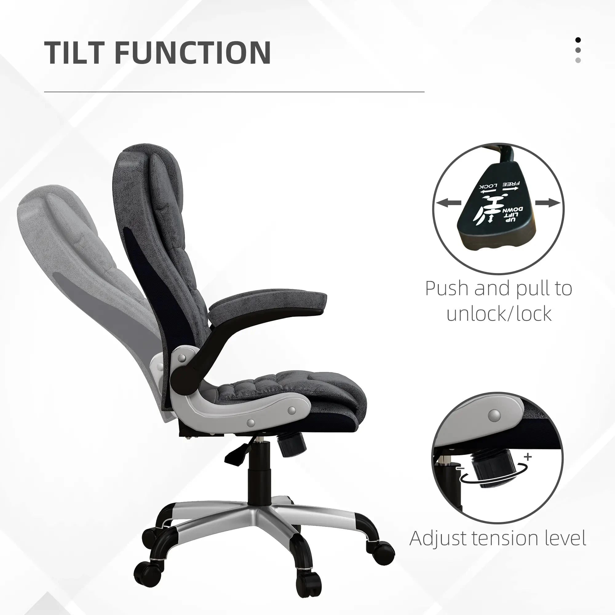 Premium Heavy Duty Microfiber Office Chair - Charcoal Grey - Ergonomic Support for Long Hours, Home & Office Workspace Comfort