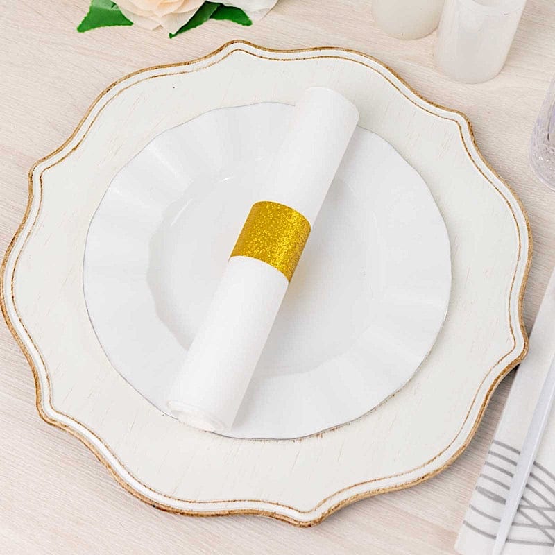 50 Pack Disposable Glitter Napkin Rings for Wedding, Party, Baby Shower & Holiday Table Decor - Gold & Silver Elegant Napkin Holders