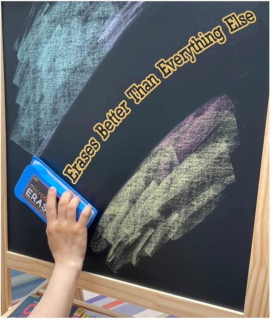**Huntz Dustless Chalk Set - 24 Multi-Color Washable & Reusable Chalks with Microfiber Eraser - Perfect for Kids, Classrooms, Sidewalk Art & Home Learning Activities**