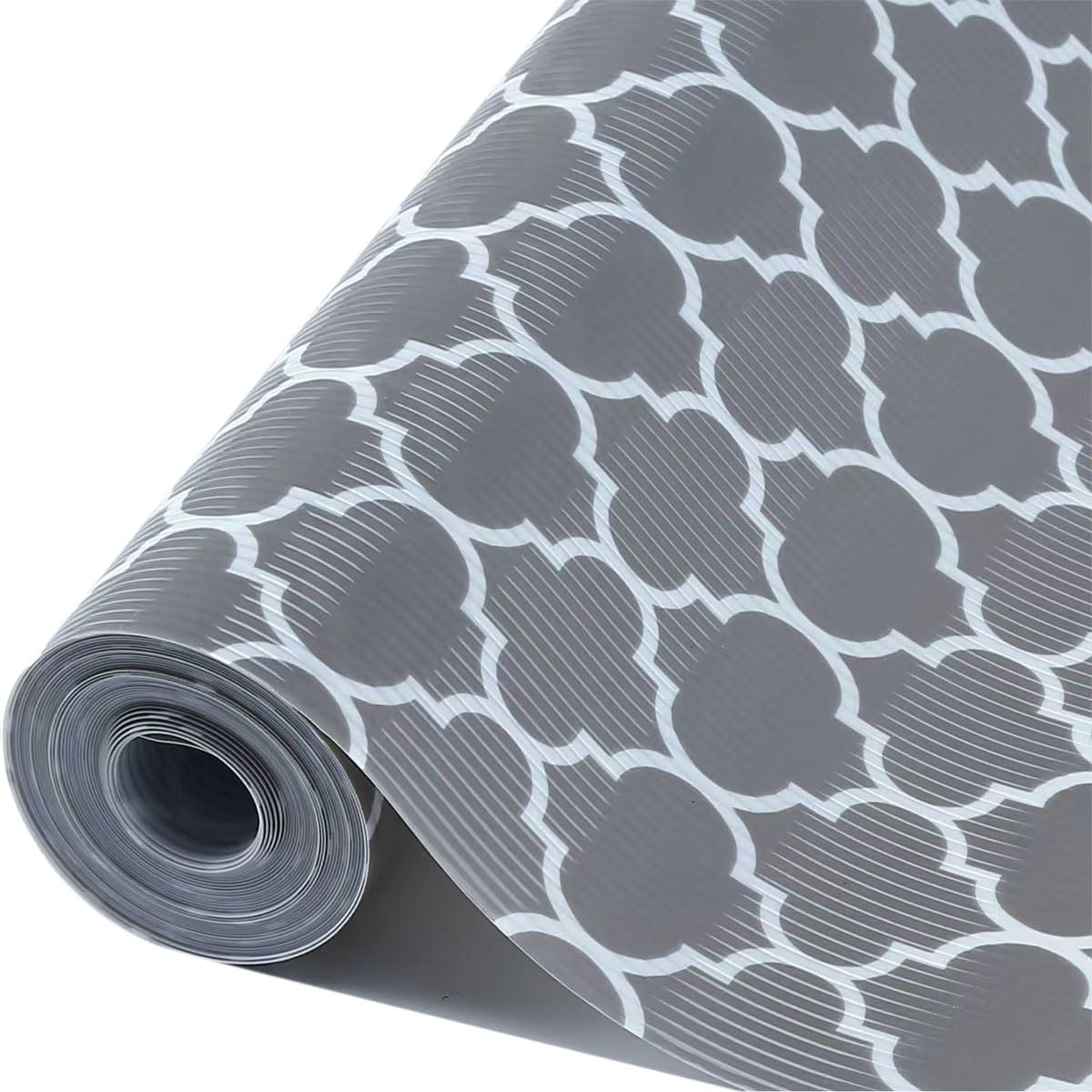 Non-Slip Quatrefoil Gray Shelf Liner - 12