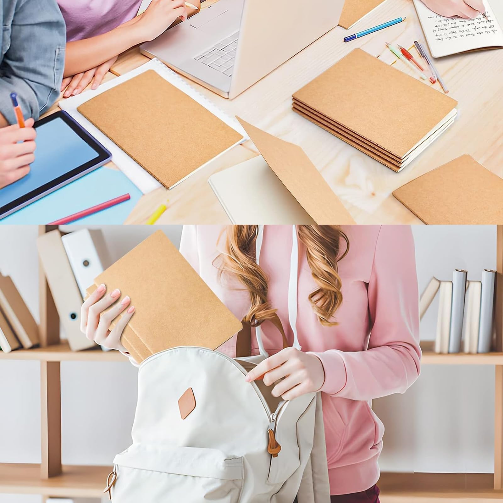 12-Pack A5 Lined Notebooks with Kraft Cover - College Ruled Writing Journals for School, Office & Travel - 60 Pages, 8.3
