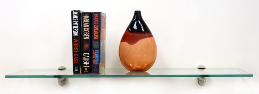 Spancraft 12x48 Inch Glass Shelf with Brass Finish - Perfect for Bathroom, Kitchen, or Display Shelving