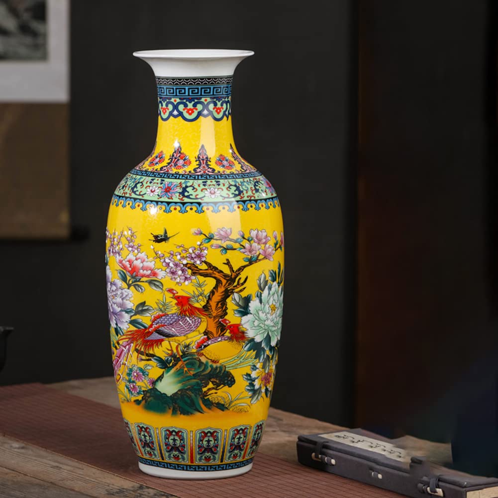 Luxury Ceramic Vase - Elegant Retro Tabletop Flower Vase for Home Decor, Antique Decorative Vase for Living Room, Office & Shop (H45xW13cm) - Perfect for Floral Arrangements, Wedding Centerpieces & Gift Giving