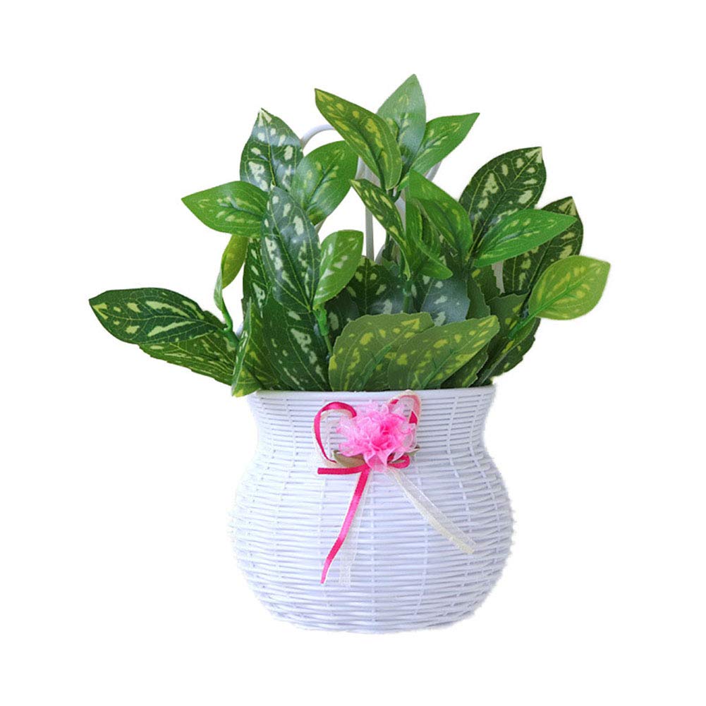 PERZOE Artificial Bonsai Plant Decor - Simulation Leaves Wall Hanging Storage Basket for Home, Wedding, Christmas Party Decorations - Perfect for Living Room, Bedroom, Office & Event Wall Decor - Set of 4