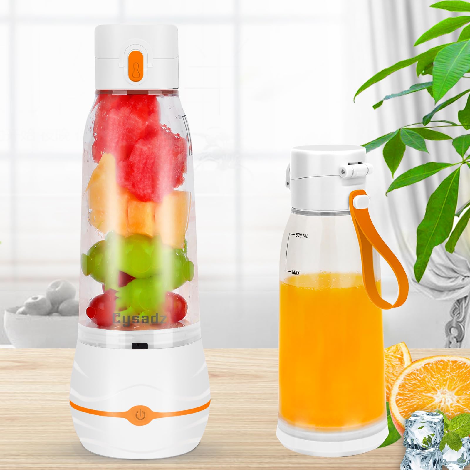 Portable USB Blender for Smoothies & Shakes - 17oz Mini Blender with 6 Stainless Steel Blades - Personal Travel Blender for Office, Gym & Outdoor Activities - Perfect for Protein Shakes, Baby Food & Healthy Drinks - White (BD-NC801-WHITE)
