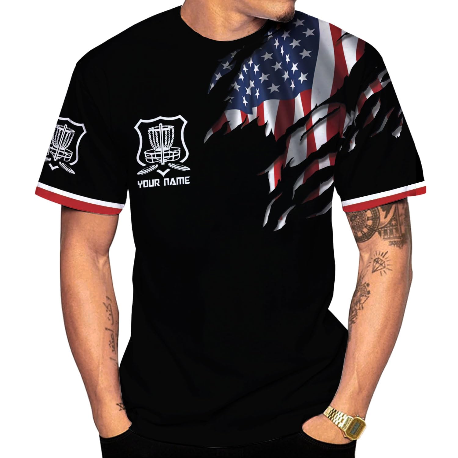 Custom 3D Printed Disc Golf T-Shirts for Men - Personalized All Over Print Tees Sizes S-5XL | Perfect for Tournaments, Casual Wear & Disc Golf Enthusiasts