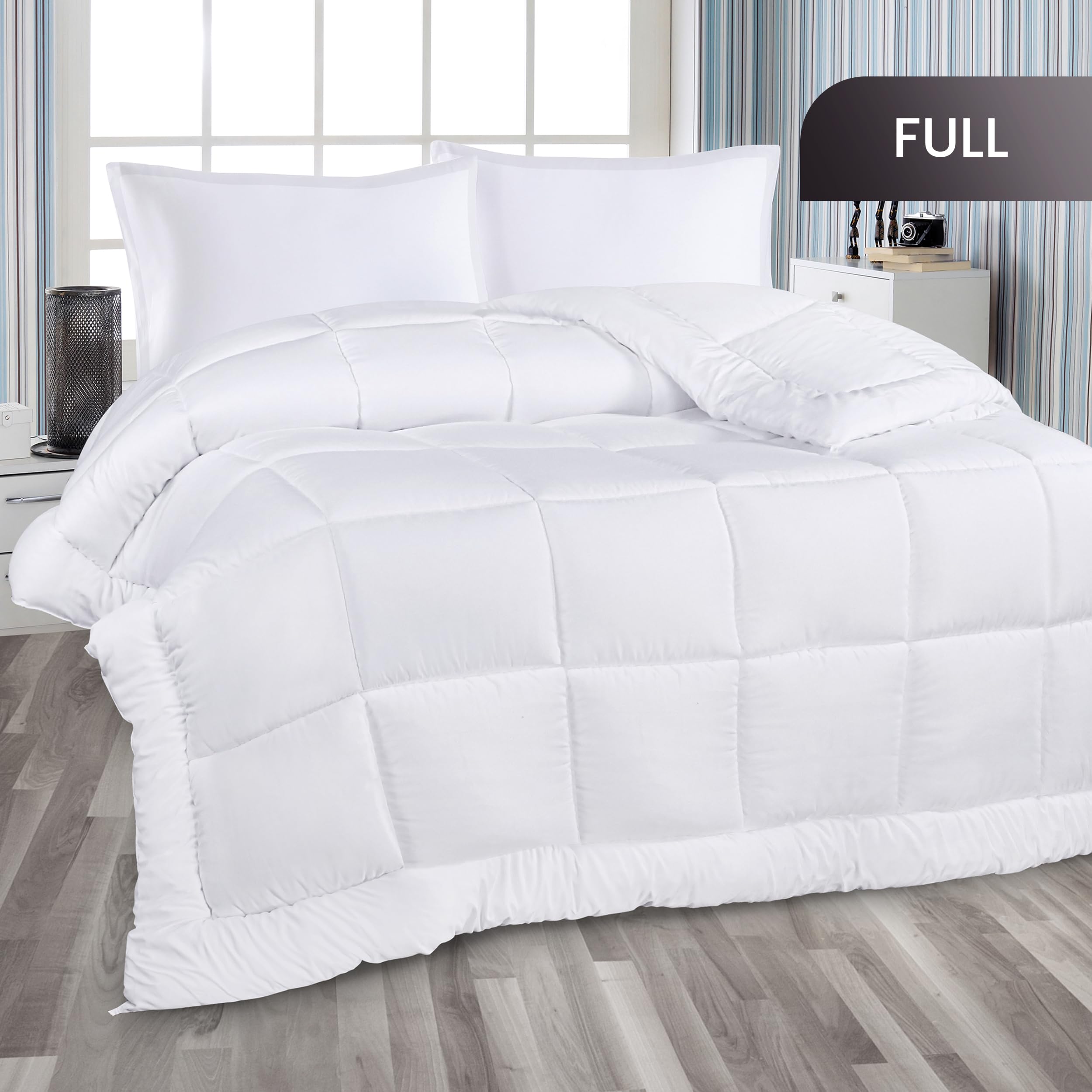 Utopia Bedding All Season Down Alternative Quilted Full Comforter - Hypoallergenic Duvet Insert with Corner Tabs, Machine Washable, Soft & Breathable Bedding (White) - Perfect for Master Bedroom, Guest Room & Dorm Comfort