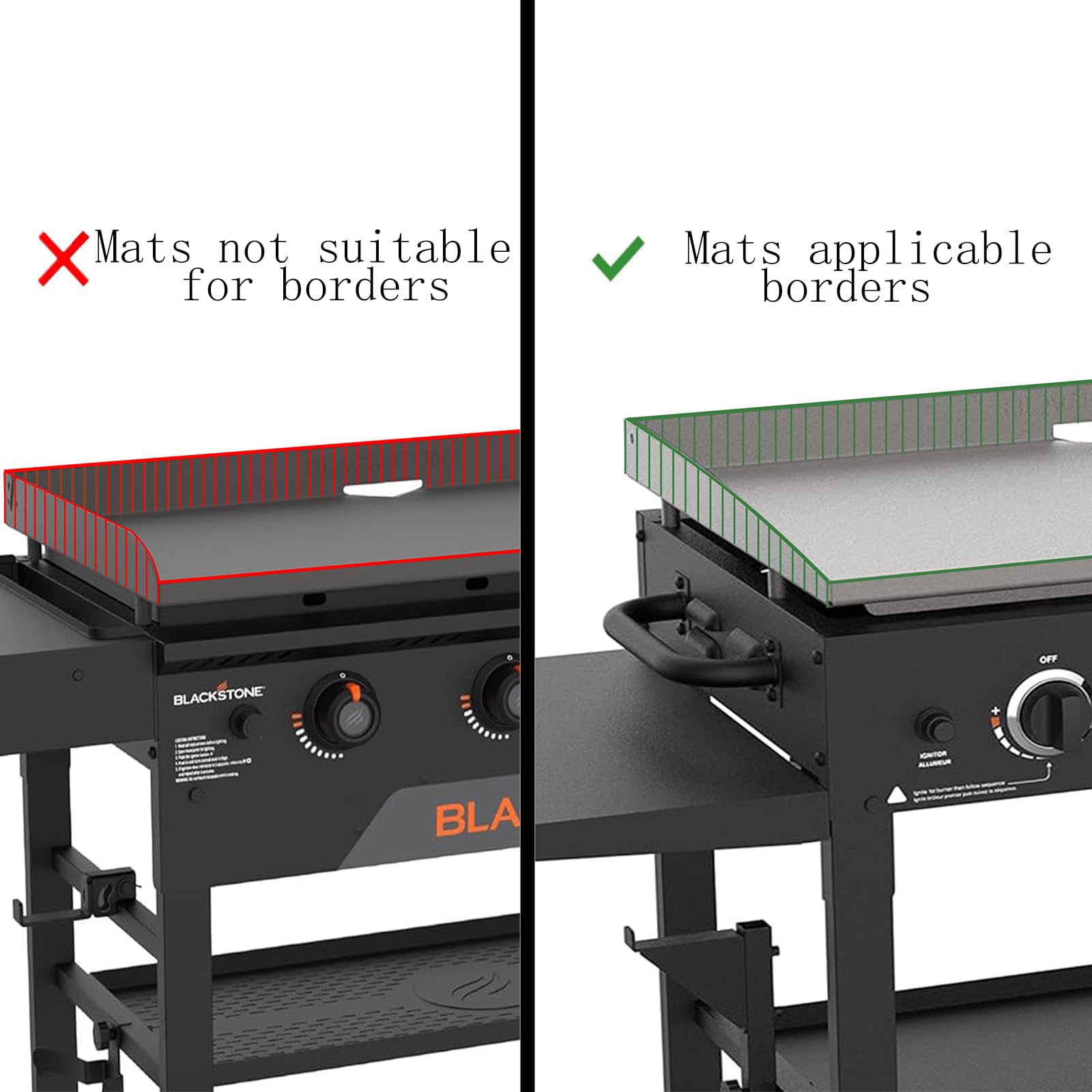 Upgraded Heavy Duty Silicone Griddle Cover Mat - Full Edge Protection for 36