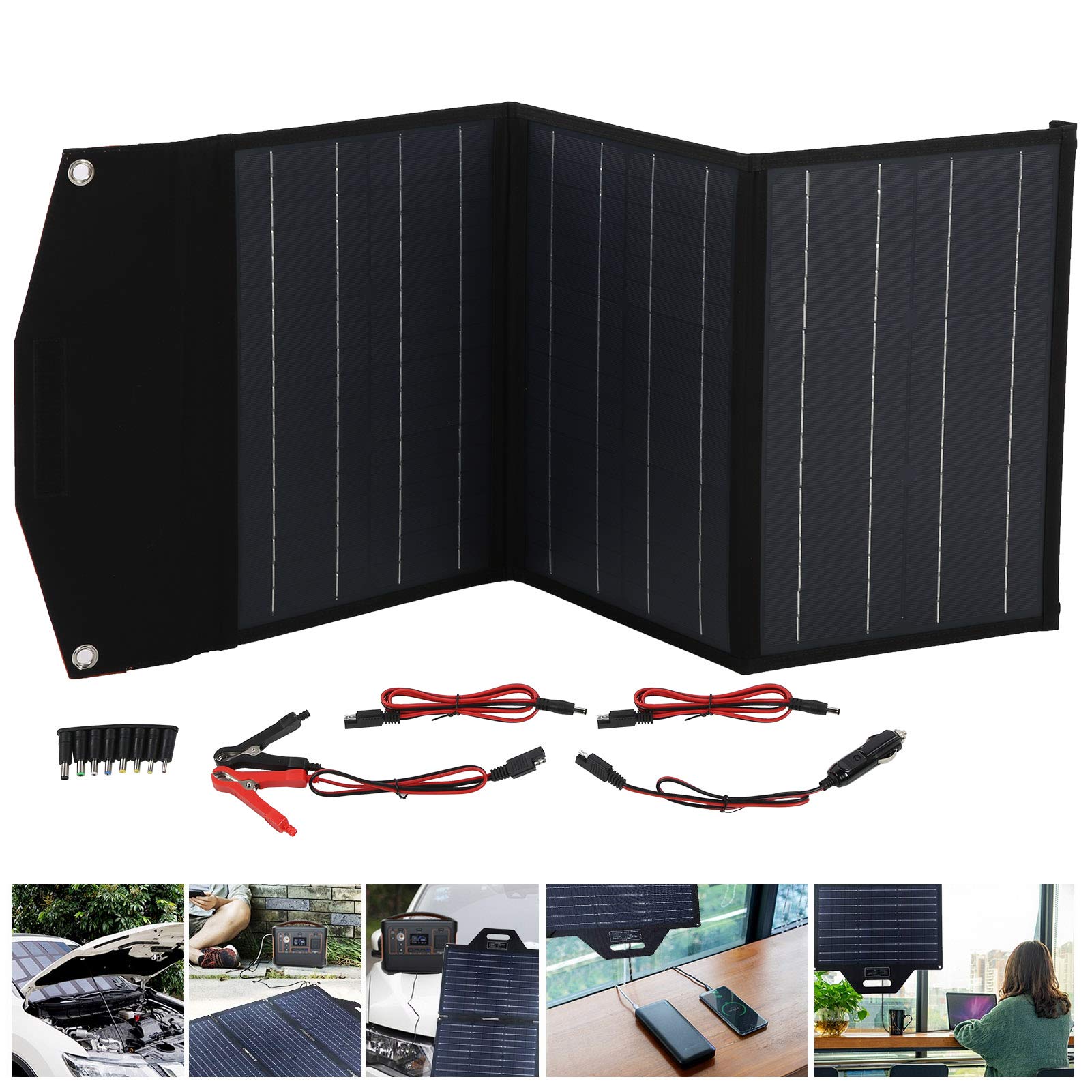 60W Foldable Monocrystalline Solar Panel Charger - Portable Solar Charging Bag for Hiking, Camping & Outdoor Adventures - Power Your Devices Anywhere