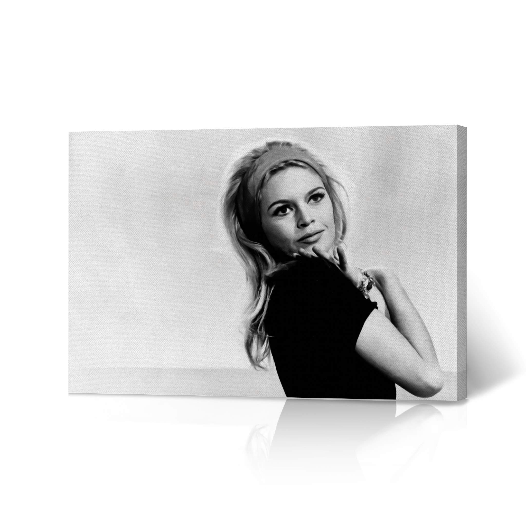 Vintage Brigitte Bardot Black & White Canvas Wall Art Print - Sexy French Icon Photography for Living Room & Bedroom Decor - HB Art Design 30x40 Inch Home Decor Made in USA | Perfect for Gallery Walls, Office Spaces & Gift Ideas