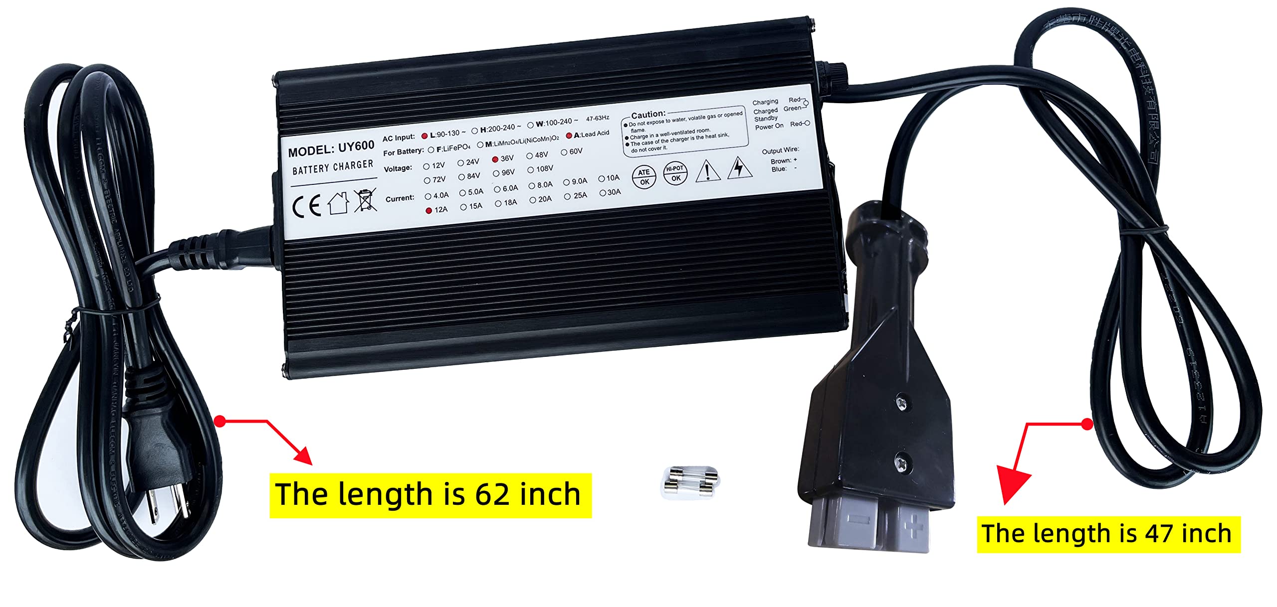 36V 12A Golf Cart Battery Charger for EZGO Marathon - Fast Charging, Waterproof & Durable - Perfect for Golf Carts, Utility Vehicles & Outdoor Power Equipment