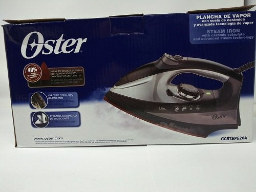 Oster GCSTSP6204 053 Black Steam Iron 220V - European Plug (Not for USA) | Professional Garment Care for Travel & Home Use