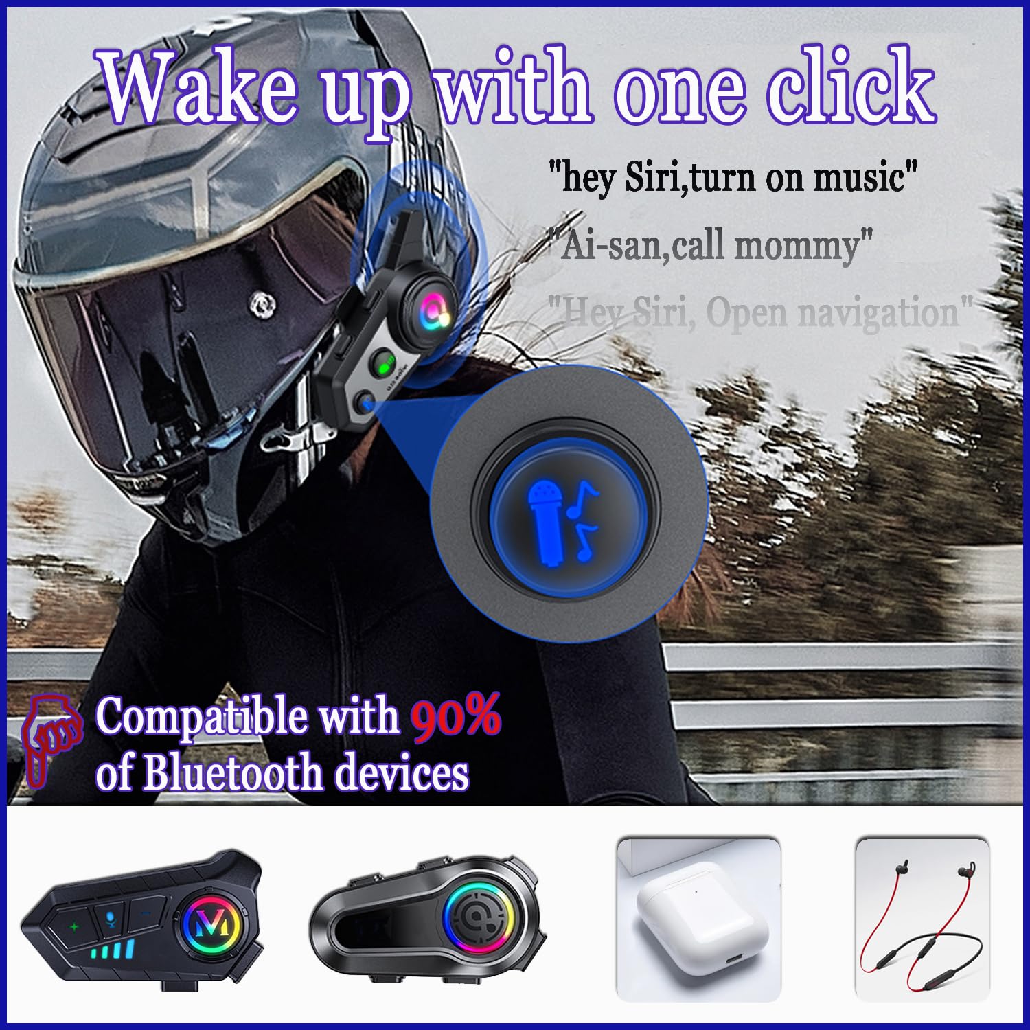 Q18 Motorcycle Bluetooth Headset - 2 Pack Motorbike Intercom with Music Sharing, 1000m Range for 2 Riders, HiFi Stereo Sound, CVC Noise Cancellation & Auto Answer - Perfect for Group Riding, Road Trips and Hands-Free Communication