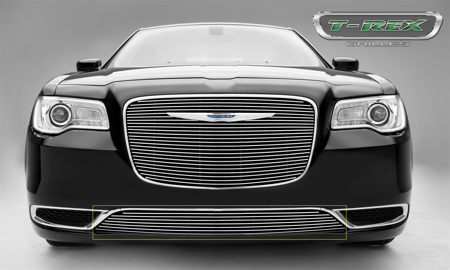 2015-2018 Chrysler 300 Billet Aluminum Bumper Grille - Polished Stainless Steel Overlay (1-Piece) - Fits Non-Adaptive Cruise Control Models - Part #25436 | Premium Car Exterior Upgrade for Street & Show Vehicles