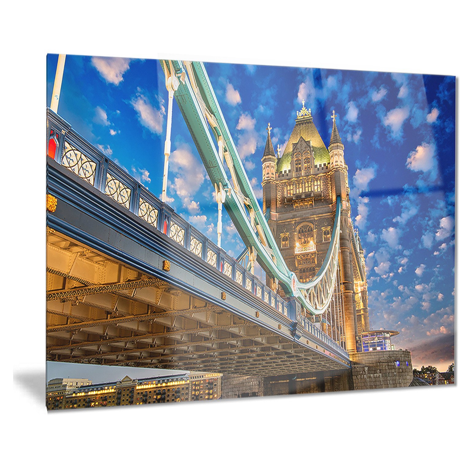 Designart Lights on Tower Bridge - Cityscape Photography Metal Wall Art - 40x30 Inches - Modern Home & Office Decor - Perfect for Living Room, Bedroom, or Office Wall Decor